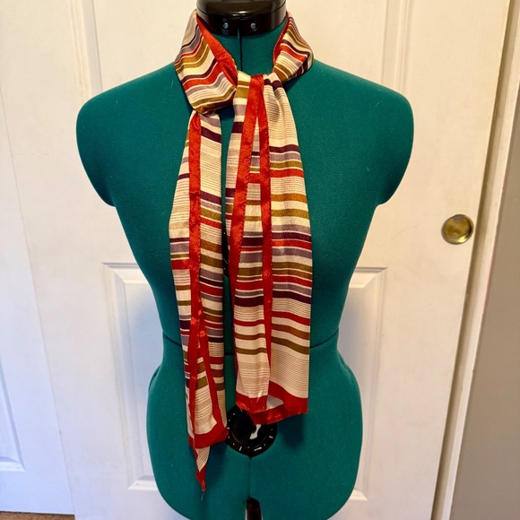 Vintage Oscar De La Renta Silk Rectangular Stripes Scarf 51.5 x 10 - Picture 3 of 8